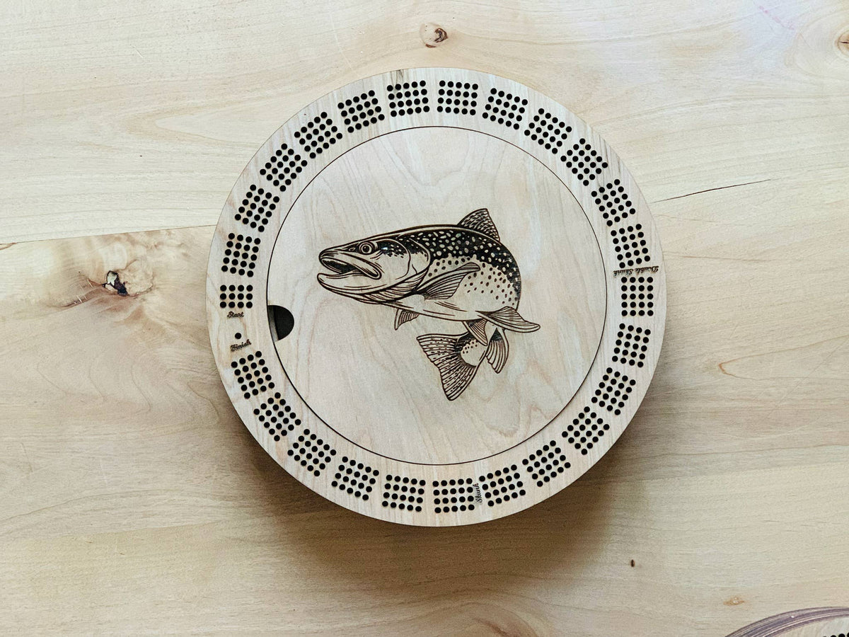 Trout Engraved Cribbage Board