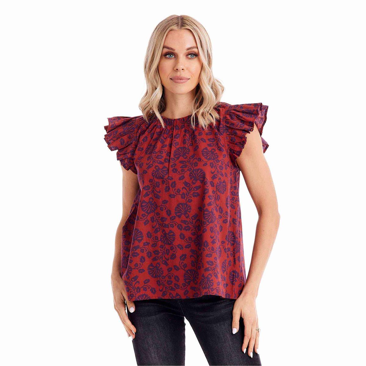 Red Floral Salma Top