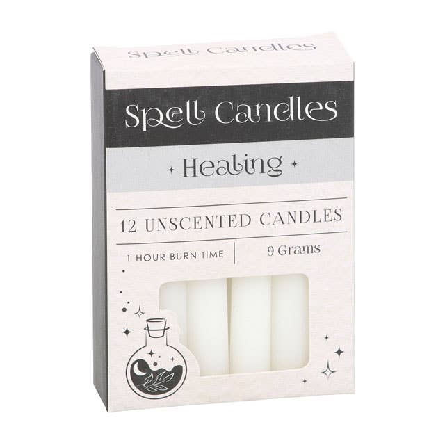 Pack of 12 White Healing Magic Spell Candles