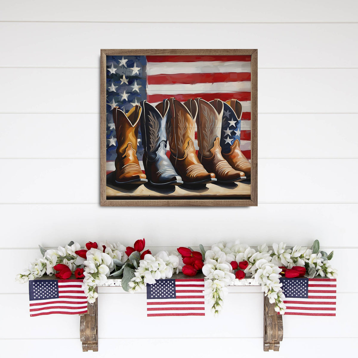 American Flag With Boots: 8x8