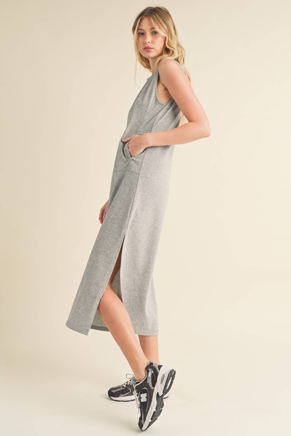 Sleeveless Terry Cloth Midi Dress