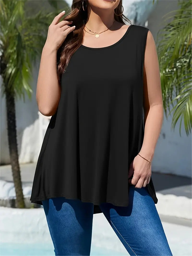 Black Sleeveless Plus Size Top