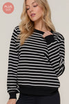 Long Sleeve Crew Neck Striped Sweatshirt