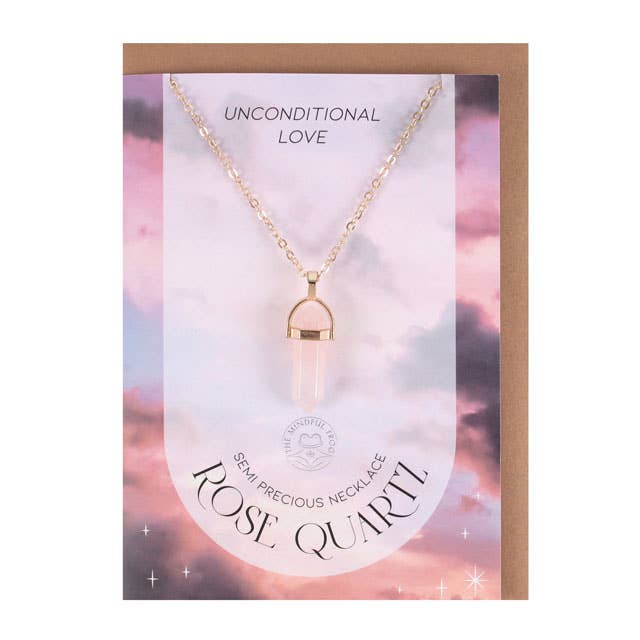 Rose Quartz Crystal Necklace on Greeting Card