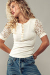 Floral Lace Henley Top