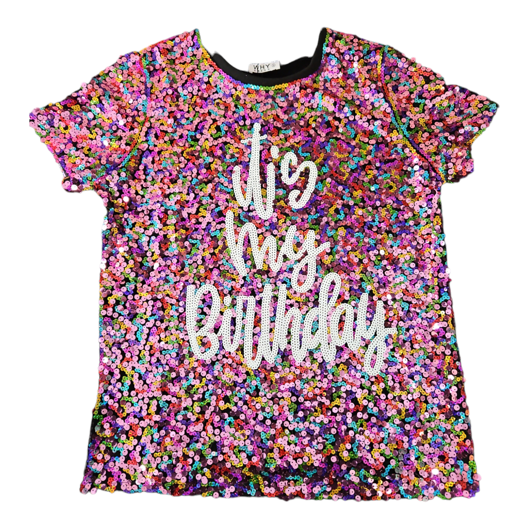 Sequin Multi " Its My Birthday " Shirt