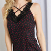 Noir Black W/ Red Heart Prints Lace V Neck Criss Cross Plus