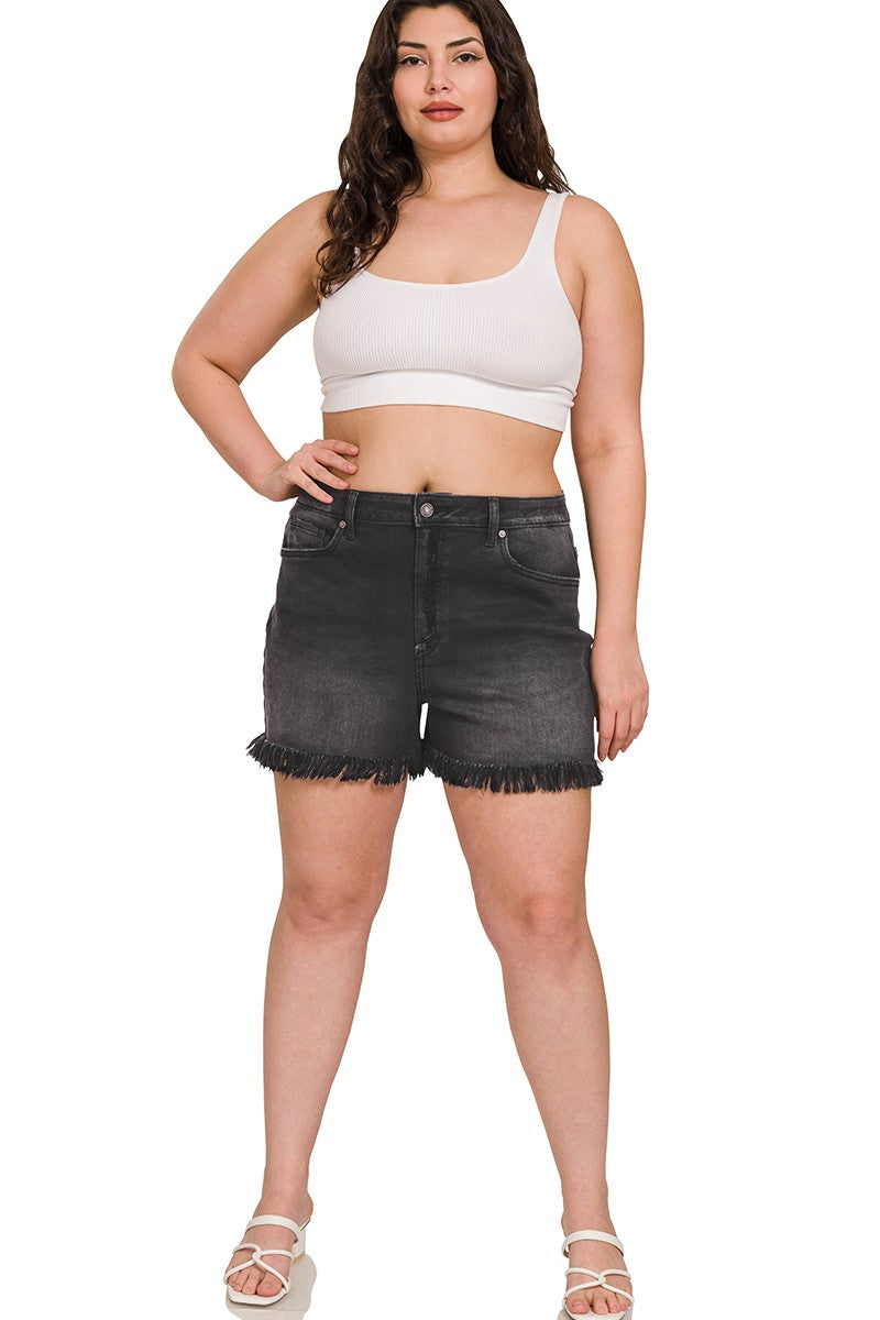 Raw Frayed Edge Black Short Her