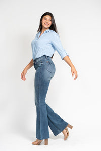 MR Tummy Control Vintage Wash Cut Hem Flare