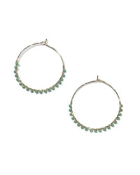 Colorful Beaded Hoop Earrings - Green