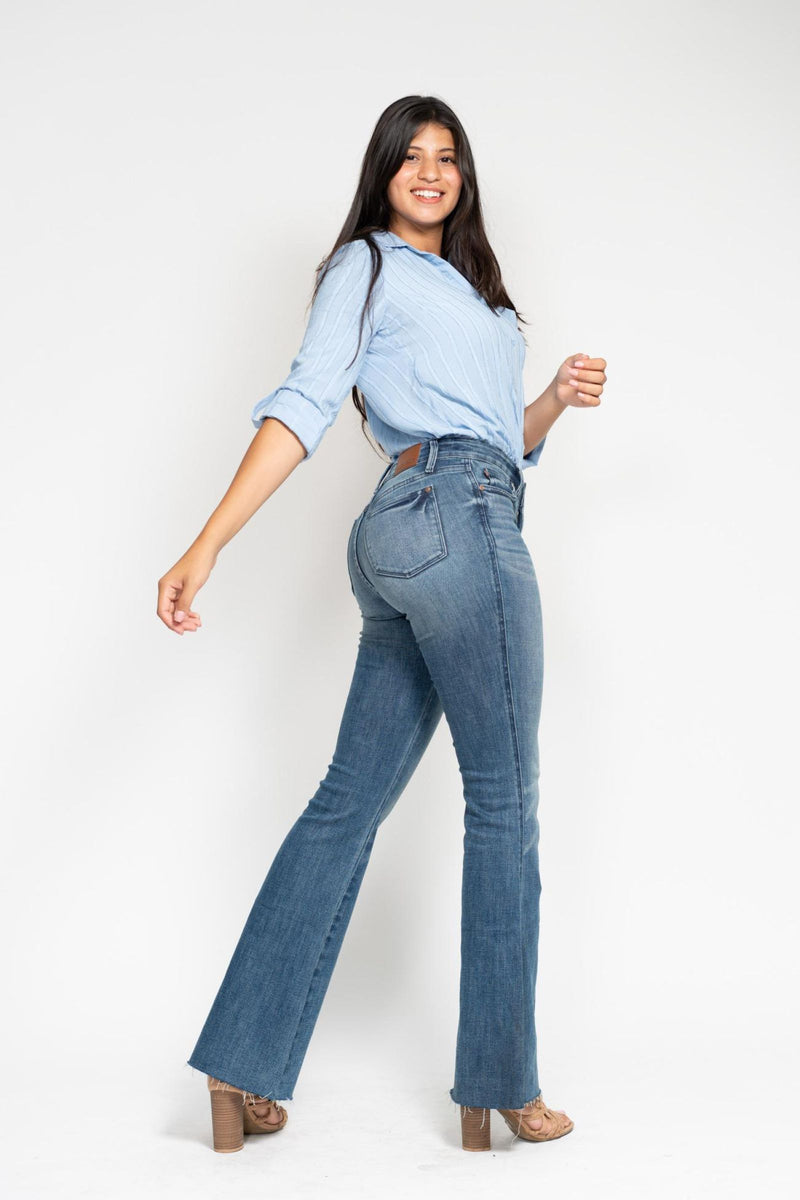 MR Tummy Control Vintage Wash Cut Hem Flare