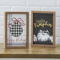 Seasonal Reversible Wood Sign Block