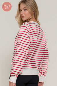 Long Sleeve Crew Neck Striped Sweatshirt