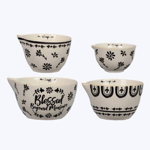 Ceramic Coffee & Faith Measuring Cups, 4 pcs/set