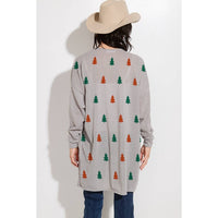 Christmas tree print Knit casual style Cardigan