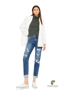 KanCan Slim Boyfriend Distressed Crop Jean