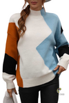 Turtle Neck Color Block - Blue