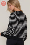 Long Sleeve Crew Neck Striped Sweatshirt