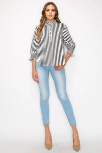 Black White Striped Top