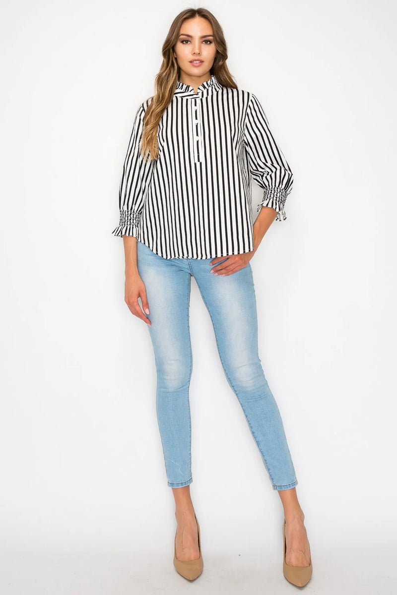 Black White Striped Top