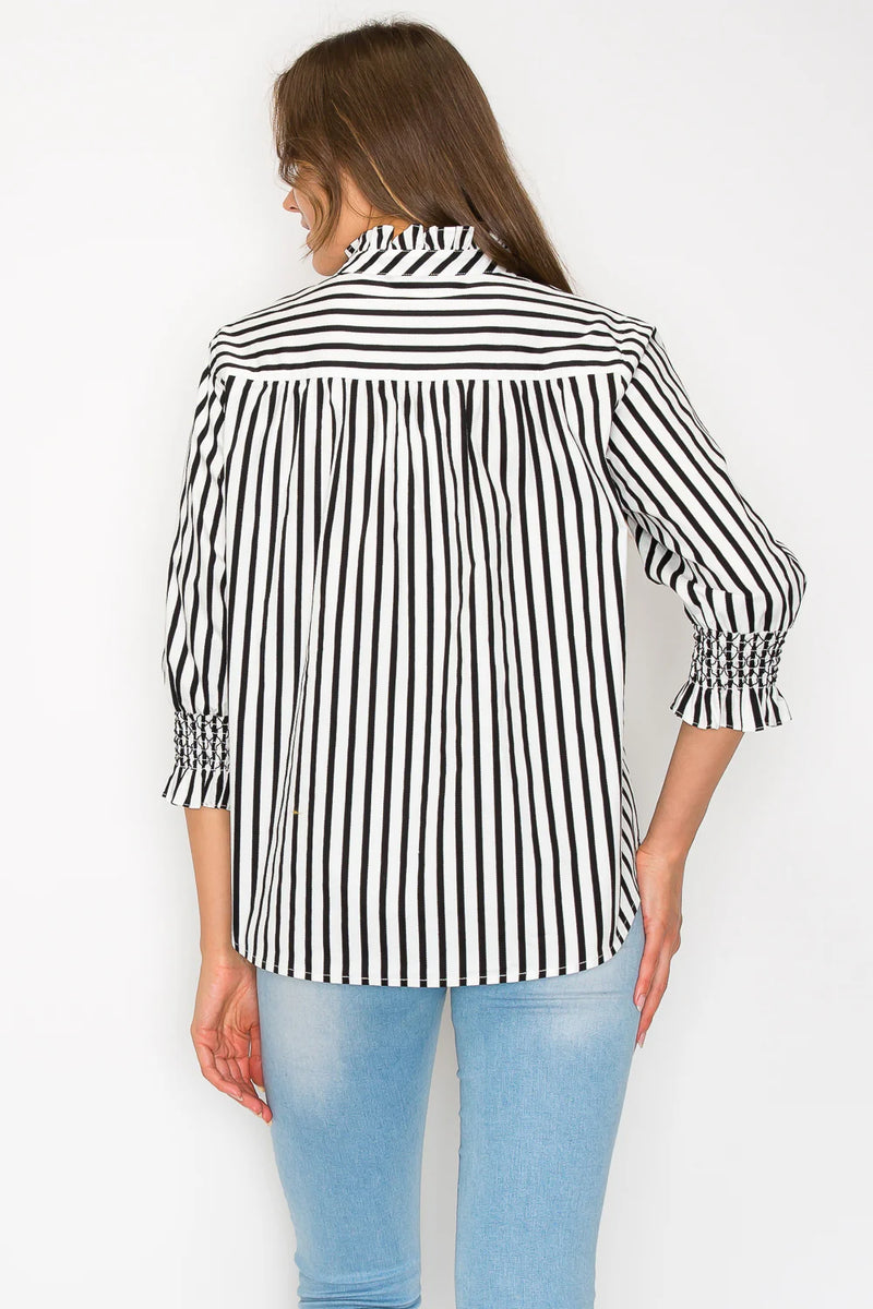 Black White Striped Top