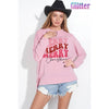 Merry christmas glitter side slit long sleeve top