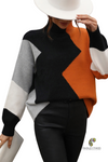 Turtle Neck Color Block Orange