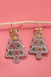 BOW GLITTER CHRISTMAS TREE HOLIDAY EARRINGS | 80E5119