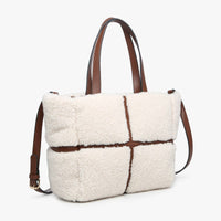 Marlene Sherpa Contrast Tote w/ Dual Handles