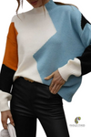 Turtle Neck Color Block - Blue