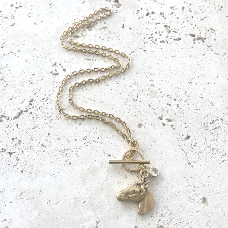 Horse necklace equestrian jewelry, Derby boutique style