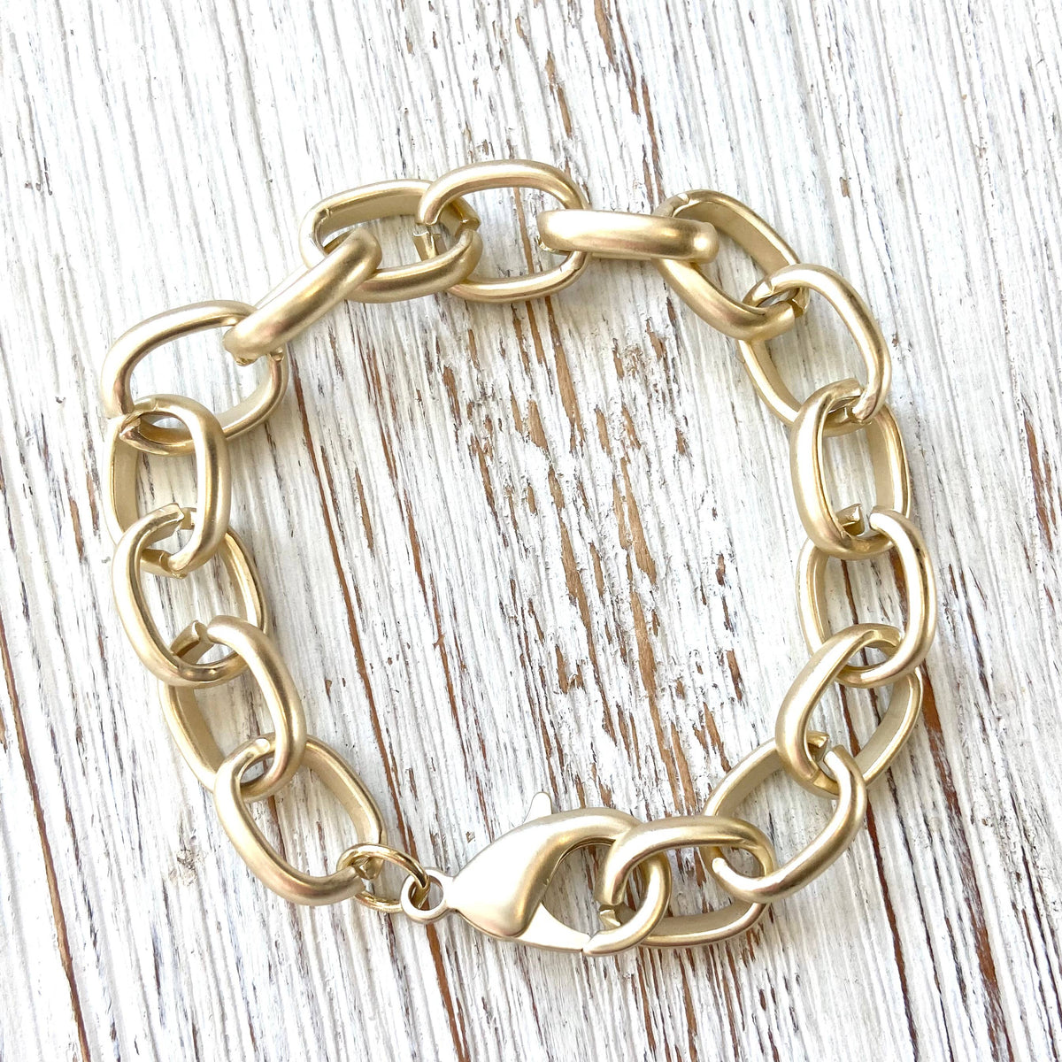 Matte Gold Chunky Bracelet - Trendy Boutique Fashion