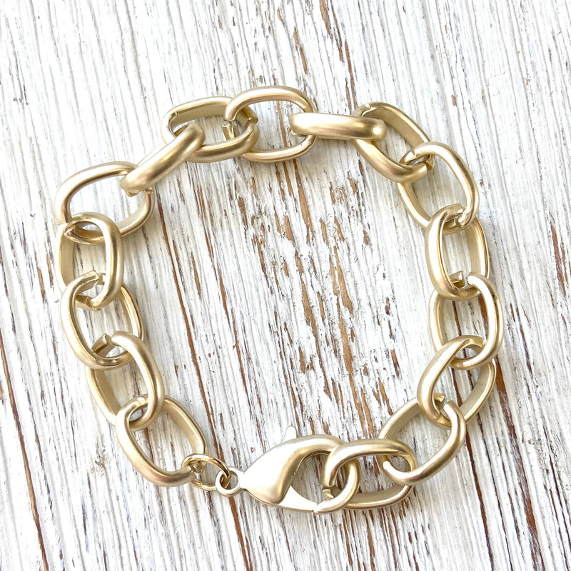 Matte gold chunky bracelet boutique salon trendy fashion spa