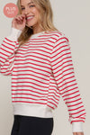 Long Sleeve Crew Neck Striped Sweatshirt