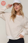 Long Sleeve Crew Neck Striped Sweatshirt