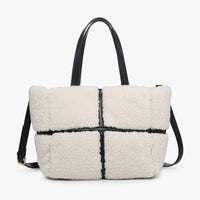 Marlene Sherpa Contrast Tote w/ Dual Handles