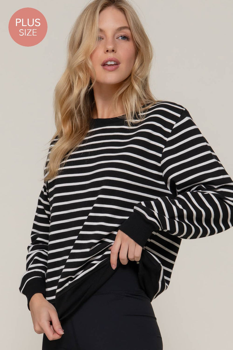 Long Sleeve Crew Neck Striped Sweatshirt