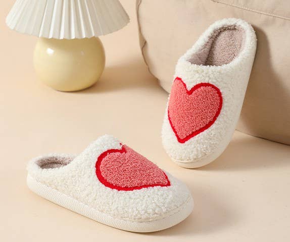 SOFT PLUSH MUSHROOM HEART RAINBOW WARM SLIPPERS | 40SP014