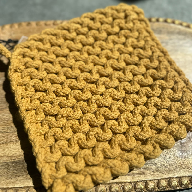 Cotton Crocheted Pot Holder, earth colors