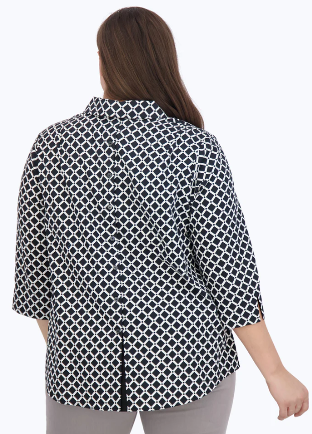 Foxcroft Katie Black And White Button Down