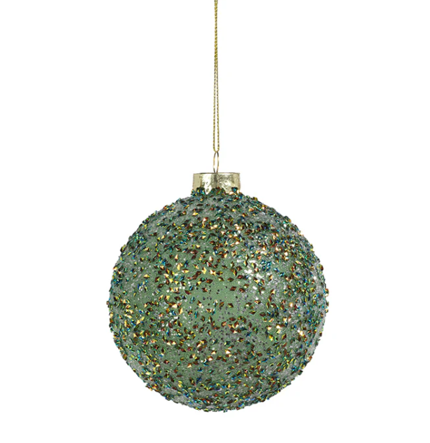 Beaded Green Glass Ball