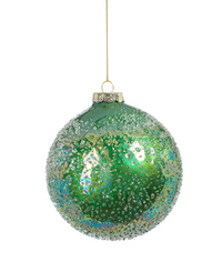 Sugared Green Glass Ornament