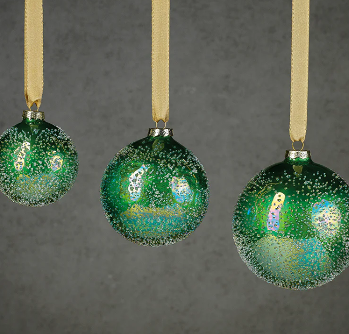 Sugared Green Glass Ornament