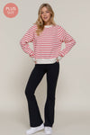 Long Sleeve Crew Neck Striped Sweatshirt