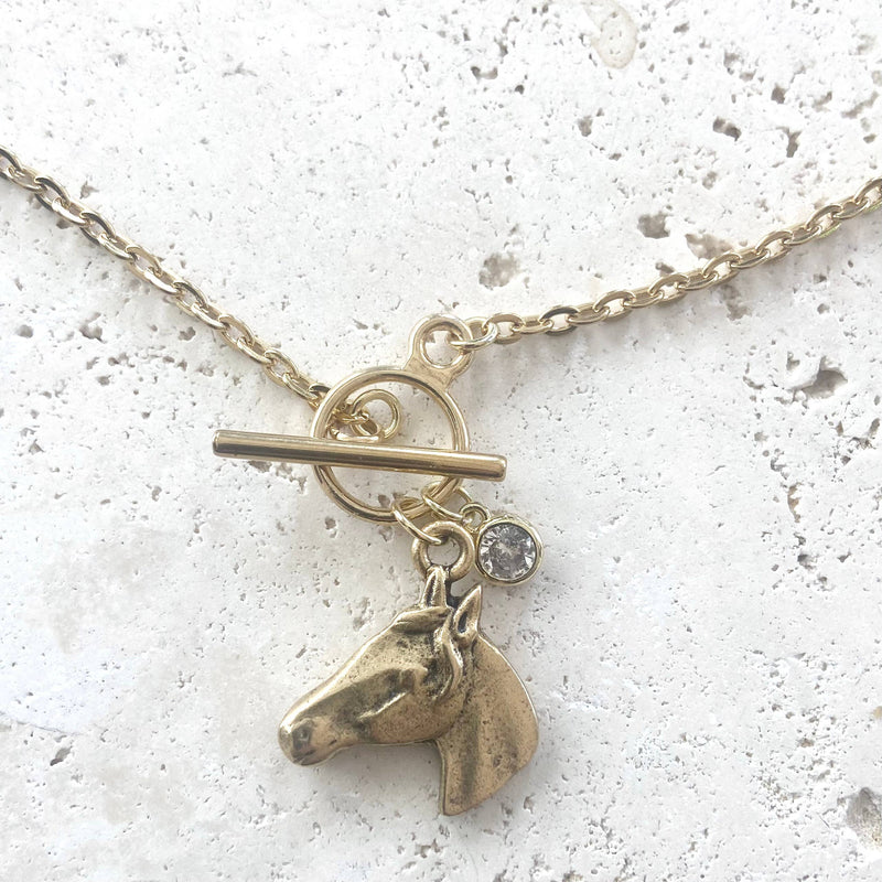 Horse necklace equestrian jewelry, Derby boutique style