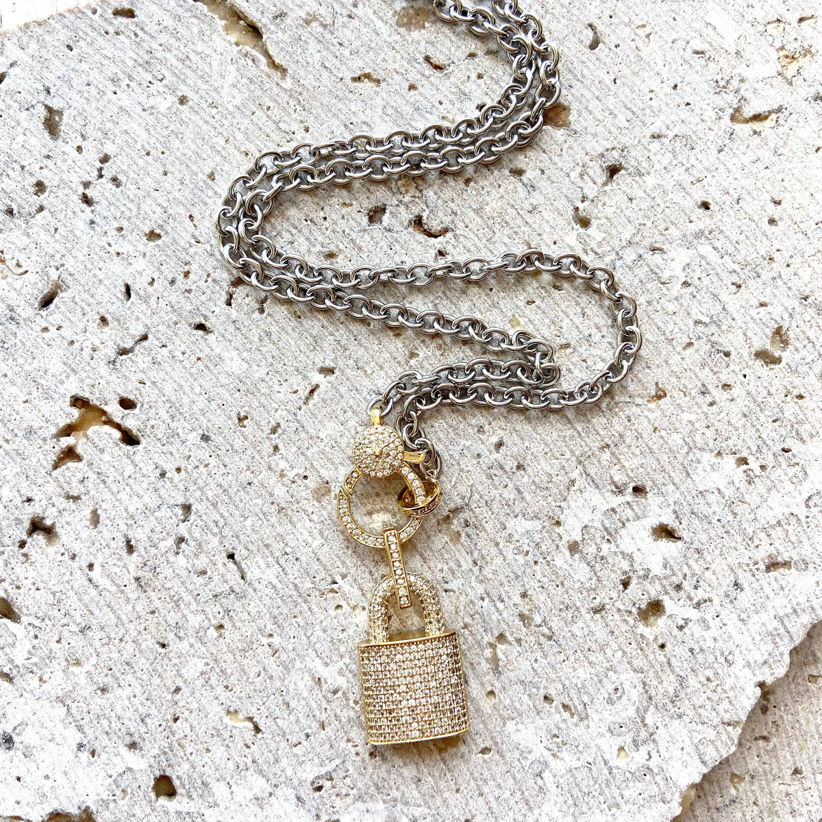 Trendy Lock Necklace - Boutique Style Jewelry