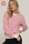 Long Sleeve Crew Neck Striped Sweatshirt