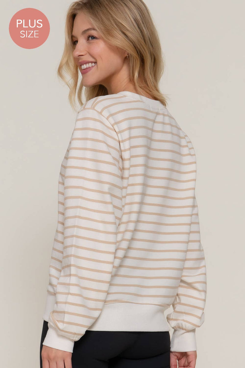 Long Sleeve Crew Neck Striped Sweatshirt