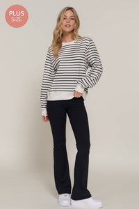 Long Sleeve Crew Neck Striped Sweatshirt