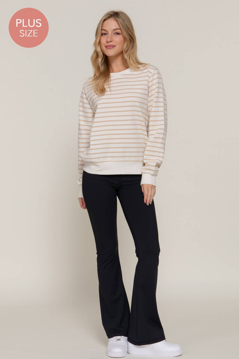 Long Sleeve Crew Neck Striped Sweatshirt